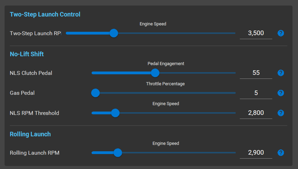 HOON+ Launch Control settings